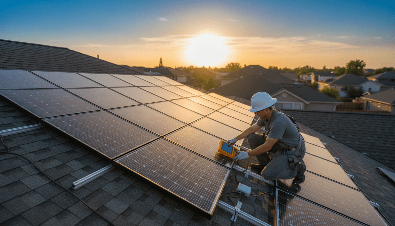 Installation de panneaux solaires sur un toit à Dschang
