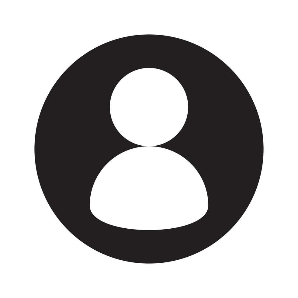 Icône de compte utilisateur avec une silhouette blanche centrée dans un cercle noir.